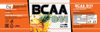 Комплекс аминокислот Eviro-sport BCAA 8:1:1 со вкусом Ананас 250гр