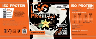 EVIRO Iso Protein 1kg Протеин со вкусом ВанильВеликолепный ванильный вкус протеинового коктейля
